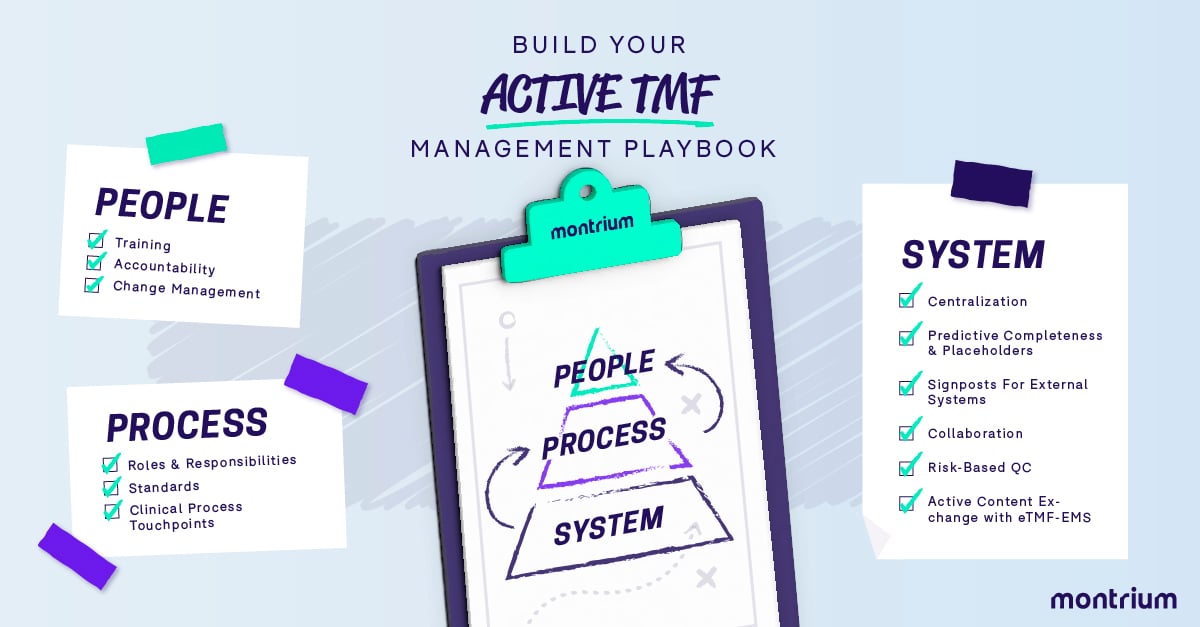 Infographic depicting the components of active TMF management